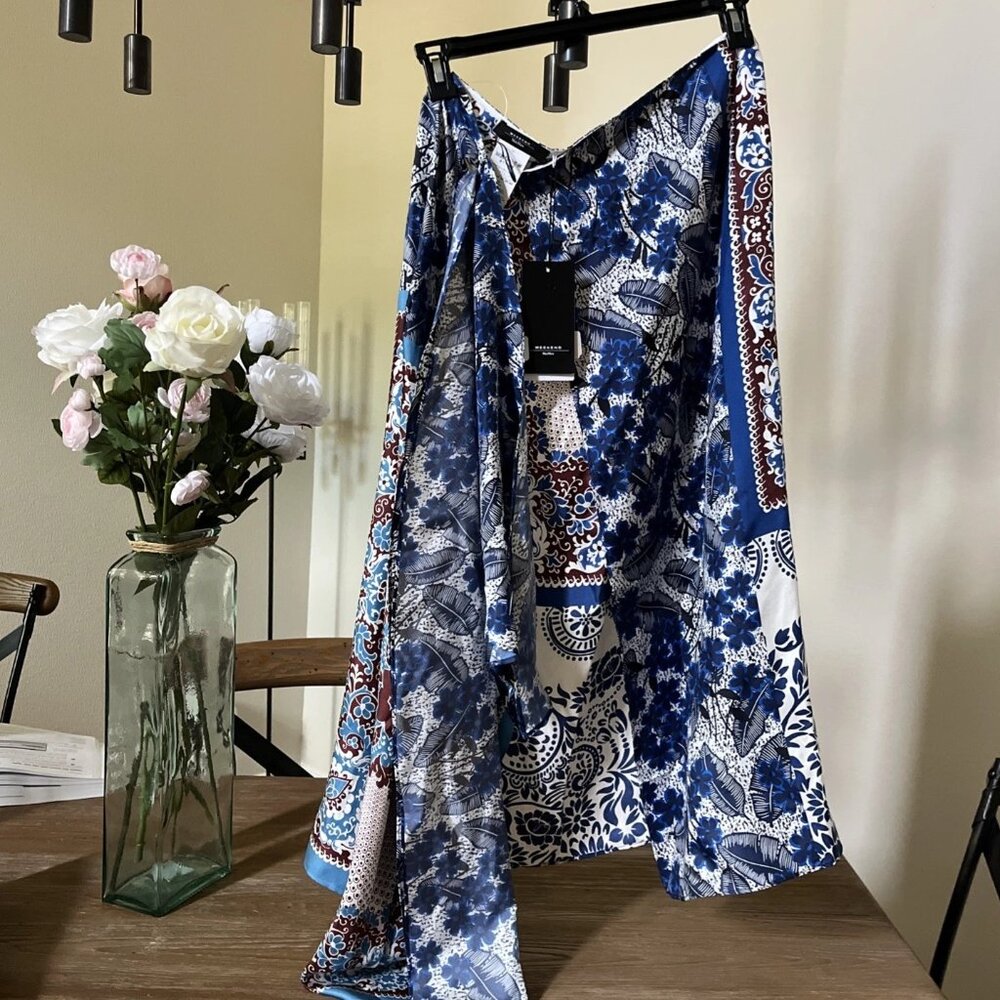 NWT Weekend Max Mara SILK All-Over Patterned Midi Skirt - Picture 6 of 7
